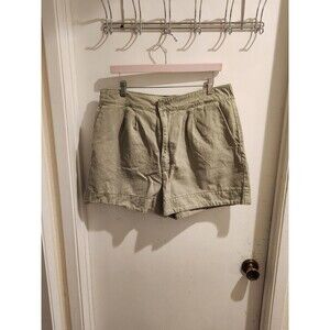 Joie Anthropologie XL Pleated‎ Shorts High Rise Faded Cactus  Cotton Linen Blend